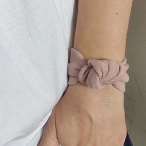 Adult Chunky Knot Twist Bracelet, Adult Soft and Stretchy Turban Cuff, Bracelets For Women, Dusty Pink Jersey Fashion Accessory Tattoo Cover