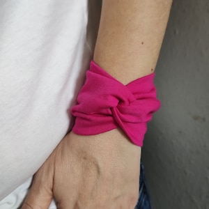 Fuchsia Twist Wrist Cuff Bracelet Wrist Bracelets Fashion Accessory Women Wrist Cuff Teens Wrist Tattoo Cover Up Fabric Jewelry scar cove