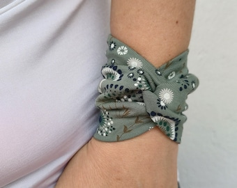 Organic Dandelions Olive Twist Wrist Cuff Bracelet Wrist Wrap Bracelets Fashion Wrist Cuff Teens Wrist Tattoo Cover Fabric Jewelry scar cove