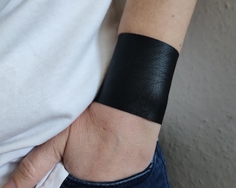 Matte Black Faux Leather Wrist Cuffs, Wide Wrist Cuff Bracelet, Gothic Tattoo Cover Up, Black Bracers, Adult Punk-Rock Wristband Teens Wrist