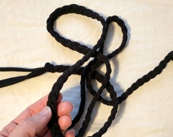 Ceinture tissée en coton noire, Ceinture en coton tressé, Corde tissée sur mesure, Ceinture bohème, Ceinture à pampilles à nouer, Ceinture en coton polyvalente, Respectueux de l'environnement