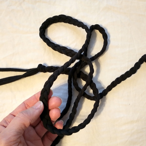 Black Cotton Woven Belt, Braided Cotton Belt, Custom Made Woven Rope, Boho Belt, Tie Up Tassel Belt, Versatile Cotton Belt, Eco Friendly