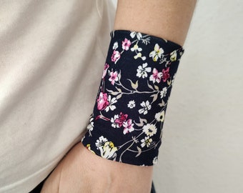 Bracciale da polso floreale organico Bracciale sottile in jersey per coprire il tatuaggio Braccialetti Accessori da donna Polsino da polso in tessuto traspirante per adulti Adolescenti