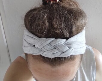Grote zeemansknoop hoofdband, effen donkergrijze volwassen zachte en rekbare tulbandhoofdband, hoofdband voor tienervrouwen, dameshoofdband