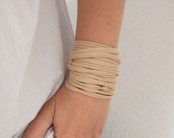 Beige Wrist Cuff Bracelet, Wrap Bracelet, Beige Cuff Bracelet, Cotton Bracelet, Wrist Tattoo Cover Up, Wrist Covers, Wristband Scar Cover