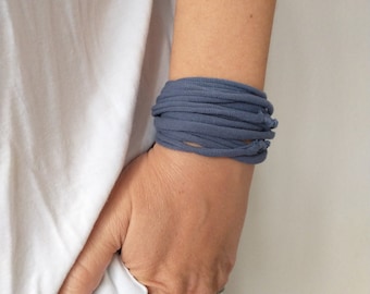 Steel Blue Wrist Cuff Bracelet, Wrap Bracelet, Cuff Black Bracelet, Cotton Bracelet, Wrist Tattoo Cover Up Wrist Covers Wristband Scar Cover