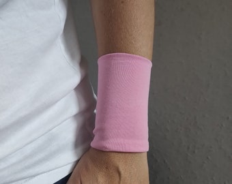 Pink Wide Wrist Cuff Bracelet, Pink Jersey Wrist Tattoo cover up Bracelets, Women's Accessories, Adult Fabric Wrist Cuff Teens Wrist Cloth