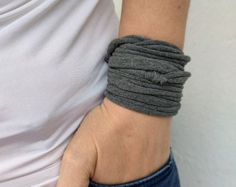 Solid Dark Gray Wrist Cuff Bracelet Wrap Bracelet, Cuff Bracelet, Cotton Bracelet, Wrist Tattoo Cover Up, Wrist Covers, Wristband Scar Cover