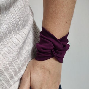 Eggplant Twist Wrist Cuff Bracelet Wrist Wrap Bracelets Fashion Accessory Women Wrist Cuff Teens Wrist Tattoo Cover Up Fabric Jewelry scar