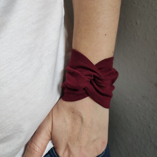 Bracelet manchette torsadé bordeaux Bracelets pour enveloppes de poignet accessoire de mode femme manchette de poignet ados tatouage au poignet recouvrir tissu bijoux cicatrice