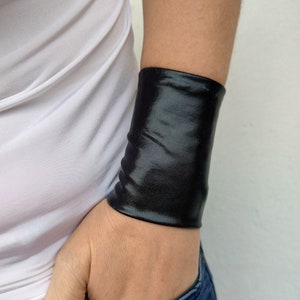 Pulseira de pulso larga preta brilhante, pulseiras de malha dourada para cobrir tatuagens, acessórios femininos, pulseira de tecido para adultos, pulseira dourada