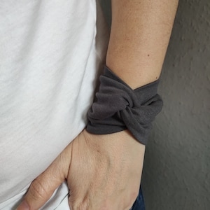 Steel Gray Twist Wrist Cuff Bracelet Wrist Wrap Bracelets Fashion Accessory Women Wrist Cuff Teens Wrist Tattoo Cover Up Fabric Jewellery