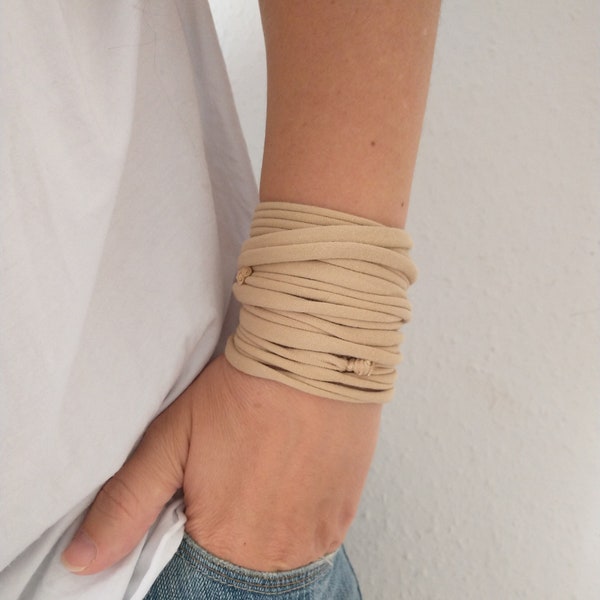 Beige Wrist Cuff Bracelet, Wrap Bracelet, Beige Cuff Bracelet, Cotton Bracelet, Wrist Tattoo Cover Up, Wrist Covers, Wristband Scar Cover