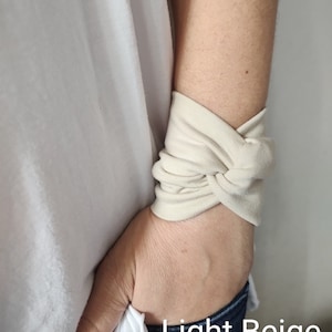 Light Beige Twist Wrist Cuff Bracelet Wrist Wrap Bracelets Fashion Accessory Women Wrist Cuff Teens Wrist Tattoo Cover Up Fabric Jewellery