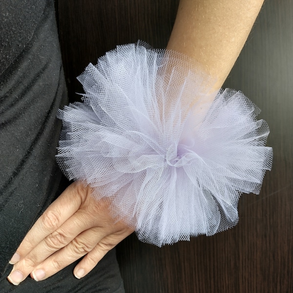 Heather Tulle Cuff, Ruffle Tulle Cuff, Extravagant bracelet, Elizabethan Costume, Tulle Wrist Cuff, Tattoo cover up, adult size ballet cuff