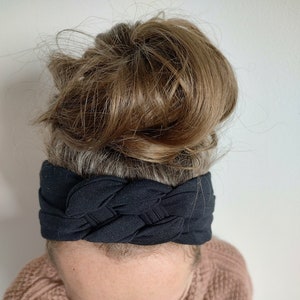 Adult chunky Sailor Knot Headband, Solid Black Adult Soft and Stretchy Turban headband, Headband for women teen, Woman’s Headband