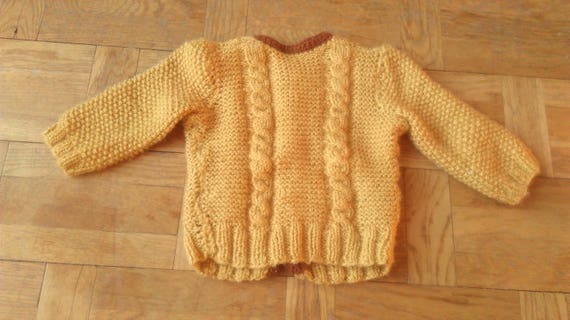 Kids Mustard Knit Cable Knit Sweater 2 3 Years Old Baby Knitwear Chunky Knit Yellow Sweater Brown Christmas Jumper Mustard Cardigan