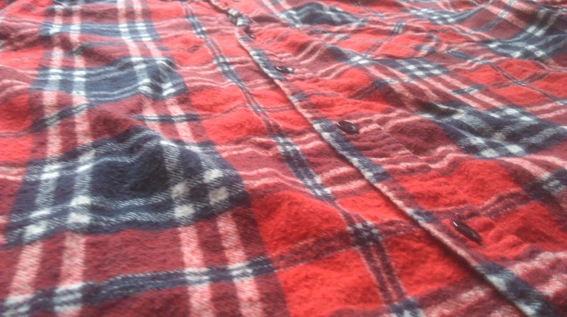90's Faded Red Plaid Grunge Flannel Size Small Super | Etsy