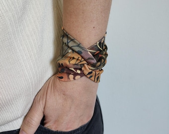 Autumn Colours Flowers Twist Wrist Cuff Bracelet Wrist Wrap Bracelets Fashion Wrist Cuff Teens Wrist Tattoo Cover Fabric Jewelry scar cover