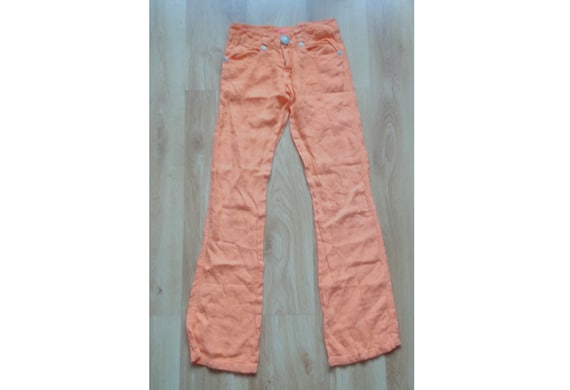 Vintage Pastel Orange Tube Linen Pants