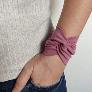 Dark Dusty Pink Twist Wrist Cuff Bracelet Wrist Wrap Bracelets Fashion Accessory Women Wrist Cuff Teens Wrist Tattoo Cover Up Fabric Jewelry
