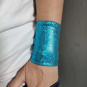 Gold Wide Wrist Cuff Bracelet, Golden Jersey Wrist Tattoo Cover up ...