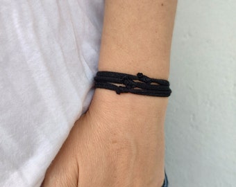 Minimalist Black Wrist Cuff Bracelet Wrap Bracelet Cuff Bracelet, Cotton Bracelet, Wrist Tattoo Cover Up, Wrist Covers, Wristband Scar Cover