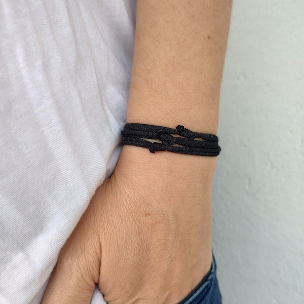 Minimalist Black Wrist Cuff Bracelet Wrap Bracelet Cuff Bracelet, Cotton Bracelet, Wrist Tattoo Cover Up, Wrist Covers, Wristband Scar Cover