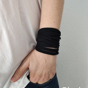 Black Wrist Cuff Bracelet, Wrap Bracelet, Cuff Bracelet, Cotton Bracelet, Wrist Tattoo Cover Up, Wrist Covers, Wristband Scar Cover Turban