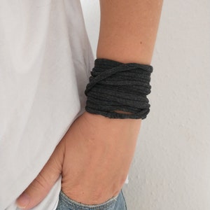 Charcoal Grey Wrist Cuff Bracelet, Wrap Bracelet, Cuff Bracelet, Cotton Bracelet, Wrist Tattoo Cover Up, Wrist Covers, Wristband Scar Cover