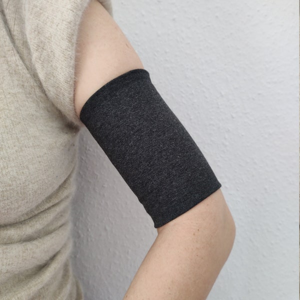 Charcoal Gray Wide Armband Cuff Bracelet, Jersey Bicep Tattoo cover up Bracelets, Women's Accessories, Adult Fabric Biceps Cuff Teens Wrist