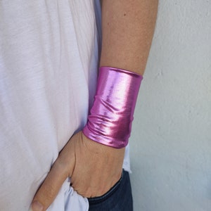 Gold Wide Wrist Cuff Bracelet, Golden Jersey Wrist Tattoo Cover up ...