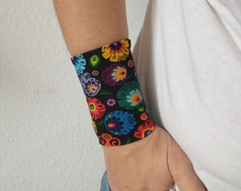 Folclore Wide Wrist Cuff Bracelet, Jersey Wrist Tattoo cover up Bracelets, Women's Accessories, Adult Fabric Wrist Cuff Teens Wrist wrap