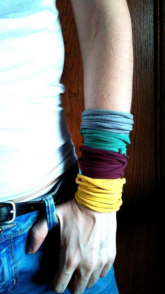 Versatile Color Bracelet, Minimalist Look Cuff Bracelet, Fabric Armband, Soft Wire Bracelet - Ancient Gods Collection