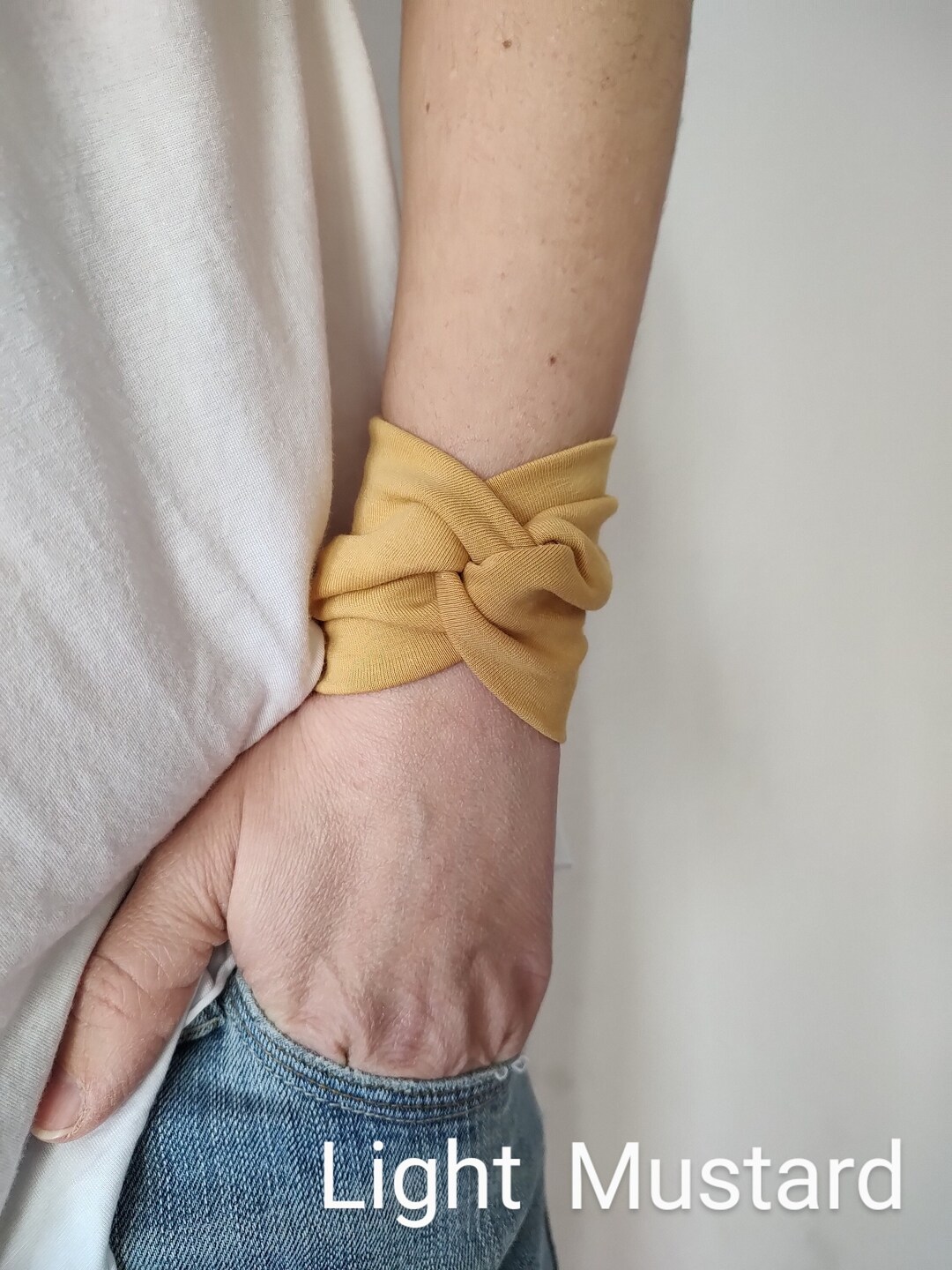 Light Mustard Twist Wrist Cuff Bracelet Wrist Wrap Bracelets Etsy