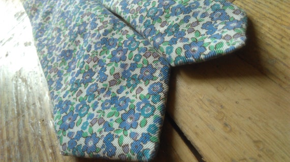 Vintage Necktie Pastel Blue Tie Floral Print