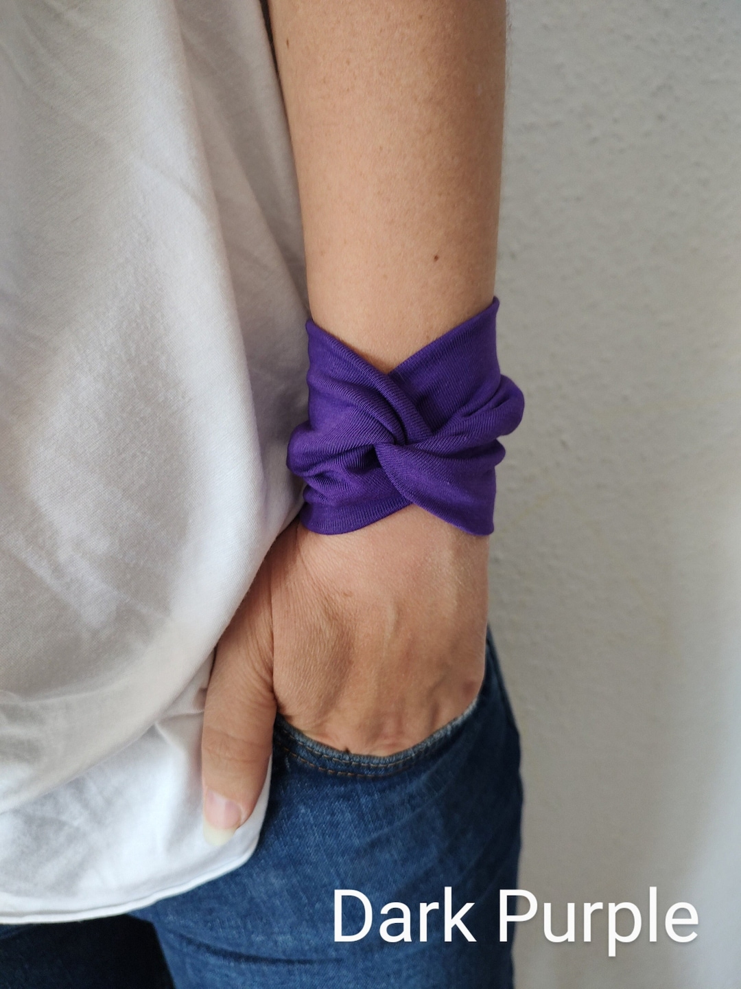 Dark Purple Twist Wrist Cuff Bracelet Wrist Wrap Bracelets Etsy
