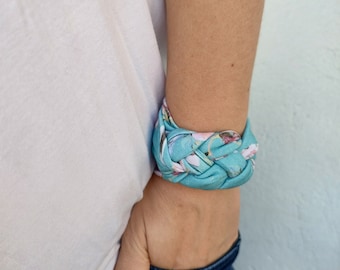Flower Magnolias Floral Sailor Knot Wrist Cuff, Jersey Wrist Cuff Bracelets for women teens, Wrist Covers, Wristband scar Tattoo cover