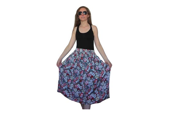 Floral Skirt Midi, Pleated Midi Skirt, Highwaisted