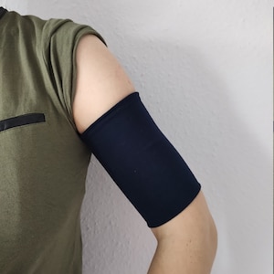 Brazalete ancho de tela azul marino, brazalete para cubrir tatuajes de bíceps, accesorios para mujer, brazalete de tela para adultos, brazalete para bíceps para adolescentes