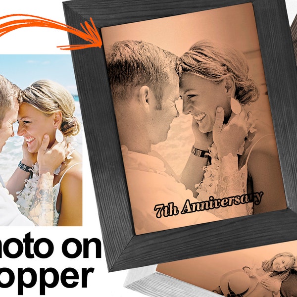 7th Anniversary Gift Copper - Your Photo on Copper - Personalized