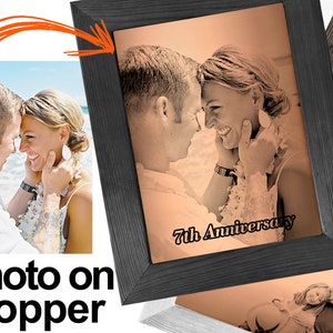 7th Anniversary gift Copper Anniversary 22nd - Your Photo on Copper