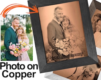 22nd Anniversary Gift - Your Photo on Copper - Personalized