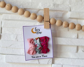 Lot de 3 barrettes bébé noeuds au choix clip ou anti-glisse