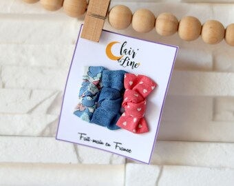 Lot de 3 barrettes bébé noeuds au choix clip ou anti-glisse