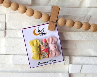 Lot de 3 barrettes bébé noeuds au choix clip ou anti-glisse