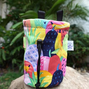 Tropical Fruits Chalk Bag with Brush Holder for bouldering or climbing