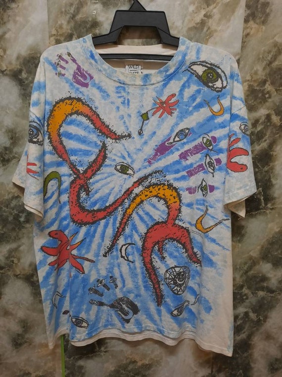 Vintage 90s THE CURE Wish Allover Print Rare T Shi