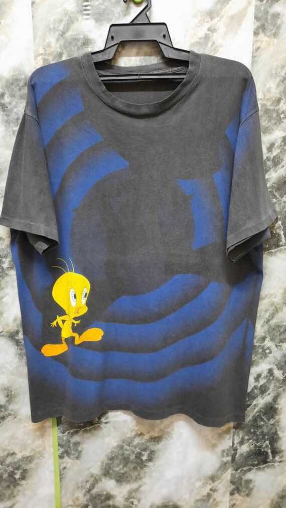 Vintage 90s Tweety Cartoon Network Overprint T Shi