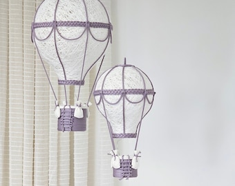 Baby night light, Purple hot air balloon, Set in two size